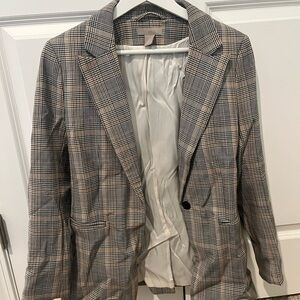 H&M Black and Tan Checkered Blazer